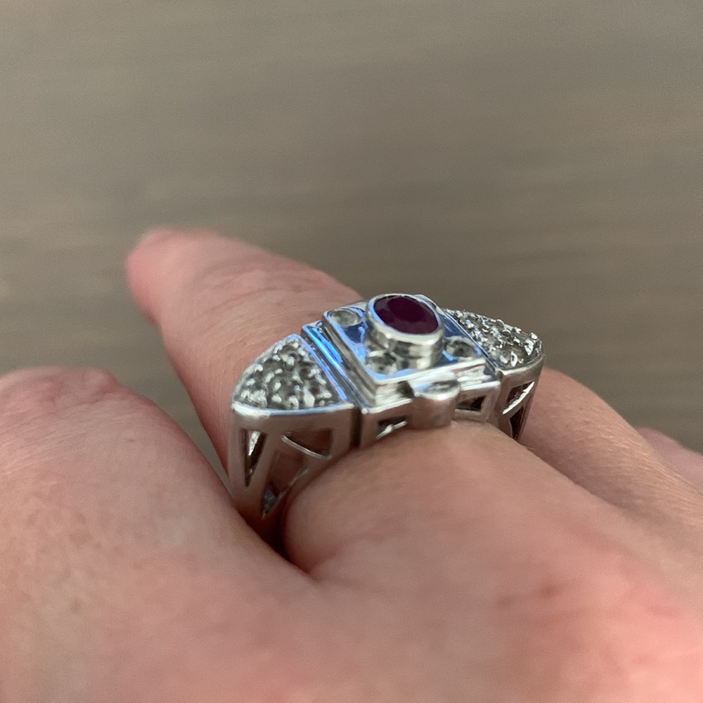 Vintage Ruby/White Sapphire Ring - image 2